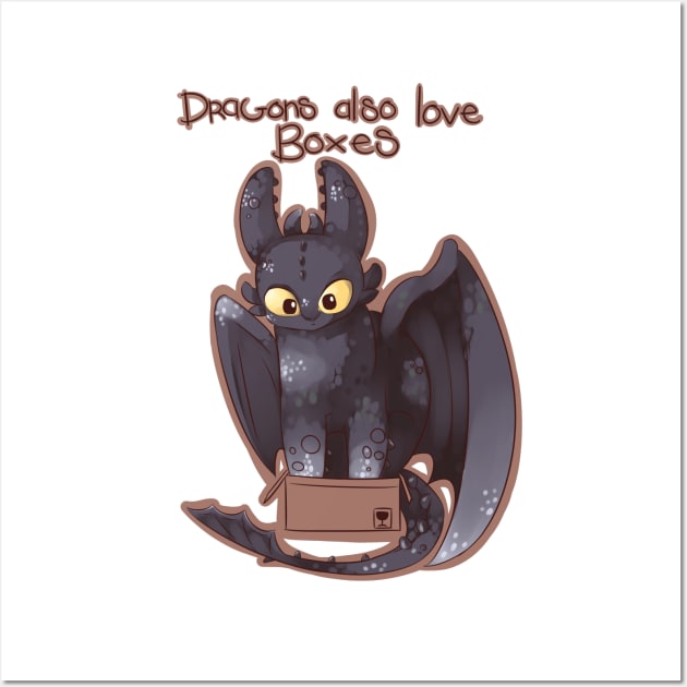 Even dragons love boxes Wall Art by ShannonDraws